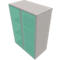 Armoire à portes vitrées SOLUS PLAY, 3 hauteurs de classeurs, sans poignée, satiné, l. 800 x P 440 x H 1122 mm, gris céramique