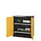 Armoire à produits chimiques, porte battante, 2 bacs extractibles, 1055 x 520 x 1105 mm, jaune de sécurité