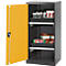 Armoire à produits chimiques, porte battante, 2 bacs extractibles, 545 x 520 x 1105 mm, jaune de sécurité