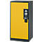 Armoire à produits chimiques, porte battante, 2 bacs extractibles, 545 x 520 x 1105 mm, jaune de sécurité