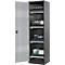 Armoire à produits chimiques, porte battante, 4 bacs extractibles, 545 x 520 x 1950 mm, argent