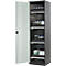 Armoire à produits chimiques, porte battante, 4 bacs extractibles, 545 x 520 x 1950 mm, gris clair