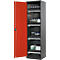 Armoire à produits chimiques, porte battante, 4 bacs extractibles, 545 x 520 x 1950 mm, rouge circulation