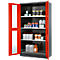 Armoire à produits chimiques, porte battante avec découpe de verre, 3 étagères, 1055 x 520 x 1950 mm, rouge circulation