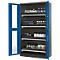 Armoire à produits chimiques, porte battante avec découpe de verre, 4 bacs extractibles, 1055 x 520 x 1950 mm, bleu gentiane
