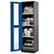 Armoire à produits chimiques, porte battante et découpe de verre, 3 étagères, H 1950 mm, bleu gentiane