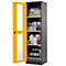 Armoire à produits chimiques, porte battante et découpe de verre, 3 étagères, H 1950 mm, jaune de sécurité