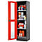Armoire à produits chimiques, porte battante et découpe de verre, 3 étagères, H 1950 mm, rouge circulation