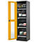 Armoire à produits chimiques, porte battante et découpe de verre, 4 tiroirs, H 1950 mm, jaune de sécurité