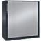 Armoire à rideau coulissant ASISTO C 3000, 3 hauteurs de classeurs, avec rideau coulissant acoustique, largeur 1200 mm, anthracite/argent alu