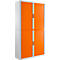 Armoire à rideau coulissant, l. 1100 x P 415 x H 2040 mm, verrouillable, sans étagères, Polystyrène High Impact, blanc/orange