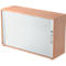 Armoire à rideau coulissant ULM, 2 HC, rideaux argentés, l. 1200 x P 400 x H 748 mm, coloris noyer