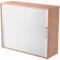 Armoire à rideau coulissant ULM, 3 HC, rideaux argentés, l. 1200 x P 400 x H 1100 mm, coloris noyer