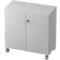 Armoire à roulettes TOPAS LINE, 2 hauteurs de classeurs, portes verrouillables, gris clair/gris clair