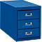 Armoire à tiroirs A4, avec 3 tiroirs, 330 mm de hauteur, bleu gentiane