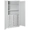 Armoire à tiroirs ADB, 27 tiroirs, 3 tablettes, verrouillage 2 points, acier, L 800 x P 410 x H 1790 mm, gris clair RAL 7035