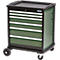 Armoire à tiroirs Bedrunka+Hirth maxmobile 2, mobile, 6 tiroirs, 1 panneau latéral, verrouillable, jusqu'à 300 kg, vert réséda RAL 6011, tôle d'acier