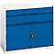Armoire à tiroirs Bott verso, 2 tiroirs, jusqu'à 75 kg par tiroir, porte à charnière, extension totale, L 1050 x P 550 x H 900 mm, tôle d'acier, gris-bleu