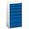 Armoire à tiroirs Bott verso, 7 tiroirs, jusqu'à 75 kg par tiroir, porte battante, ouverture totale, L 525 x P 550 x H 1000 mm, tôle d'acier, gris-bleu