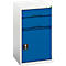Armoire à tiroirs bott verso, avec porte battante, 2 tiroirs, tiroir simple, tablette, L 525 x P 550 x H 900, tôle d'acier, gris-bleu