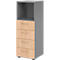Armoire à tiroirs Breno, 4 tiroirs, 1 compartiment, poignées métalliques, L 400 x P 420 x H 1100 mm, graphite/chêne