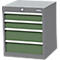 Armoire à tiroirs mobile Bedrunka+Hirth, 4 tiroirs, poignée de poussée, verrouillable, jusqu'à 500 kg, L 530 x P 500 x H 800 mm, tôle d'acier