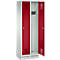 Armoire à vêtements Evolo S 3000, avec socle, 2 compartiments, serrure à cylindre, gris clair RAL 7035/rouge rubis RAL 3003