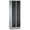 Armoire à vêtements Evolo S 3000, avec socle, 2 compartiments, serrure de sécurité à pêne tournant, aluminium blanc RAL 9006/anthracite RAL 7016