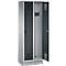 Armoire à vêtements Evolo S 3000, avec socle, 2 compartiments, serrure de sécurité à pêne tournant, aluminium blanc RAL 9006/anthracite RAL 7016