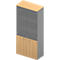 Armoire ARLON OFFICE, 5 hauteurs de classeur, 2 portes vitrées, 2 portes mélaminées, H 2000 mm, coloris hêtre/alu
