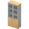 Armoire ARLON OFFICE, 5 hauteurs de classeur, 2 portes vitrées avec cadre, 2 portes mélaminées, H 2000 mm, coloris hêtre/alu