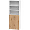 Armoire combinée Breno, 6OH, élément d'armoire et d'étagère, verrouillable, L 800 x P 420 x H 2156 mm, panneau de particules, blanc/chêne rouvre