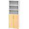 Armoire combinée Breno, 6OH, élément d'armoire et d'étagère, verrouillable, L 800 x P 420 x H 2156 mm, panneau de particules, blanc/érable