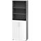 Armoire combinée Breno, 6OH, élément d'armoire et d'étagère, verrouillable, L 800 x P 420 x H 2156 mm, panneau de particules, graphite/blanc