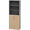 Armoire combinée Breno, 6OH, élément d'armoire et d'étagère, verrouillable, L 800 x P 420 x H 2156 mm, panneau de particules, graphite/chêne