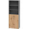 Armoire combinée Breno, 6OH, élément d'armoire et d'étagère, verrouillable, L 800 x P 420 x H 2156 mm, panneau de particules, graphite/chêne rouvre