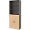 Armoire combinée de bureau TEMPIO, en bois, 2 portes (3 OH), 6 OH, L 800 x P 340 x H 2130 mm, anthracite/chêne caryer
