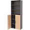 Armoire combinée de bureau TEMPIO, en bois, 2 portes (3 OH), 6 OH, L 800 x P 340 x H 2130 mm, anthracite/chêne caryer