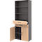 Armoire combinée Home Office TEMPIO, en bois, 2 portes, 2 tiroirs, 6 HC, L 800 x P 340 x H 2130 mm, anthracite/chêne nickory