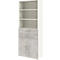 Armoire combinée Home Office TEMPIO, en bois, 2 portes, 2 tiroirs, 6 HC, L 800 x P 340 x H 2130 mm, blanc/béton