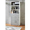 Armoire combinée Home Office TEMPIO, en bois, 2 portes, 2 tiroirs, 6 HC, L 800 x P 340 x H 2130 mm, blanc/béton