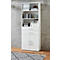 Armoire combinée Home Office TEMPIO, en bois, 2 portes, 2 tiroirs, 6 HC, L 800 x P 340 x H 2130 mm, blanc/blanc