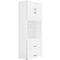Armoire combinée PALENQUE, 6 HC, portes en bois, tiroir à dossiers suspendus, l. 800 x P 420 x H 2160 mm, blanc