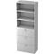 Armoire combinée TOPAS LINE, 6 hauteurs de classeurs, étagère et dossiers suspendus, gris clair/gris clair