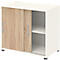 Armoire d'appoint TEMPIO, en bois, 2 portes coulissantes, 2 OH, L 800 x P 430 x H 740 mm, blanc/chêne Sonoma