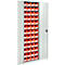 Armoire d'atelier - l. 700 x P 300 x H 1980 mm - 12 étagères - 52 bacs - avec portes - gris clair