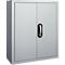 Armoire d'atelier - l. 700 x P 300 x H 830 mm - 4 étagères - 22 bacs - avec portes - alu blanc