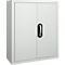 Armoire d'atelier - l. 700 x P 300 x H 830 mm - 4 étagères - 22 bacs - avec portes - gris clair