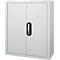 Armoire d'atelier - l. 700 x P 300 x H 830 mm - 4 étagères - 22 bacs - avec portes - gris clair