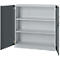Armoire de bureau, 3OH, verrouillable, avec portes en applique, L 1200 mm, gris basalte/alu blanc